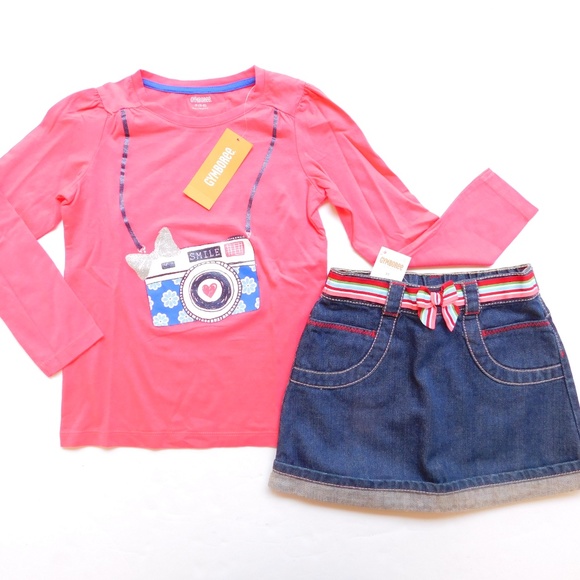 NWT GYMBOREE 2pc OUTFIT SUMMER Aqua Shirt// Top Floral ADJ Shorts 5 *38